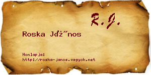 Roska János névjegykártya